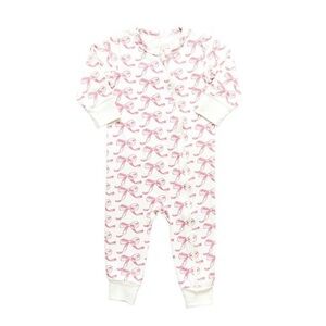 PINK CHICKEN pink bow sleeper zippy pajamas footless newborn baby size 0-3M
